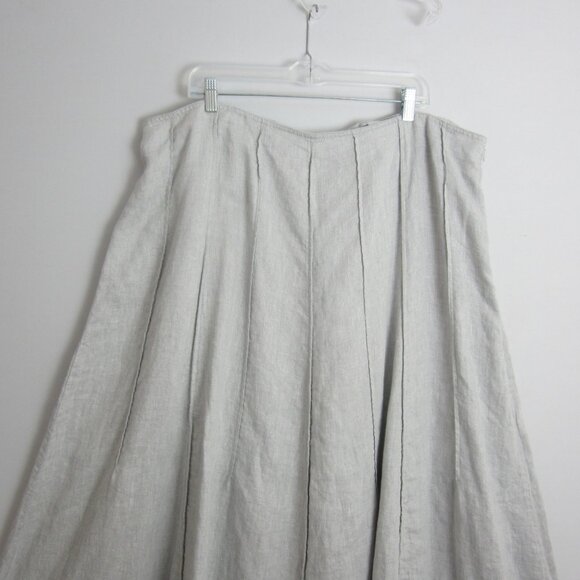 J Jill Womens Plus 22 Gray Silver Linen Metallic Panel Midi Flare Skirt Classic - Picture 10 of 13